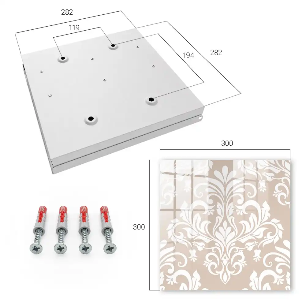 Elegantní box na klíče s béžovým pozadím a bílými symetrickými vzory