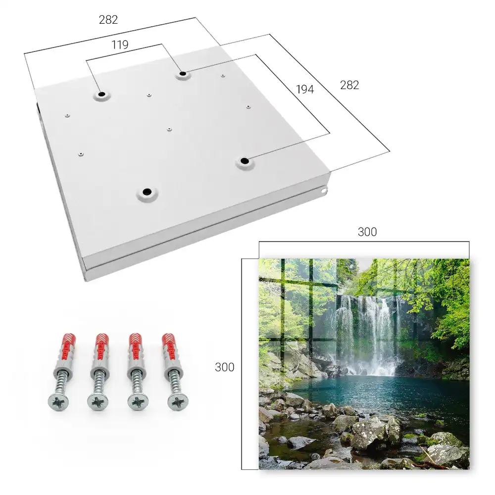 Nástěnná schránka na klíče s motivem vodopádu v zelené přírodě