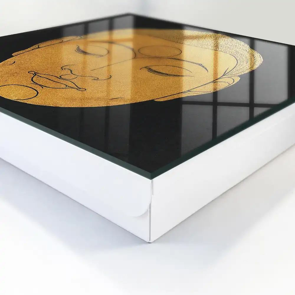 Minimalistický box na klíče s meditačním motivem v teplých barvách