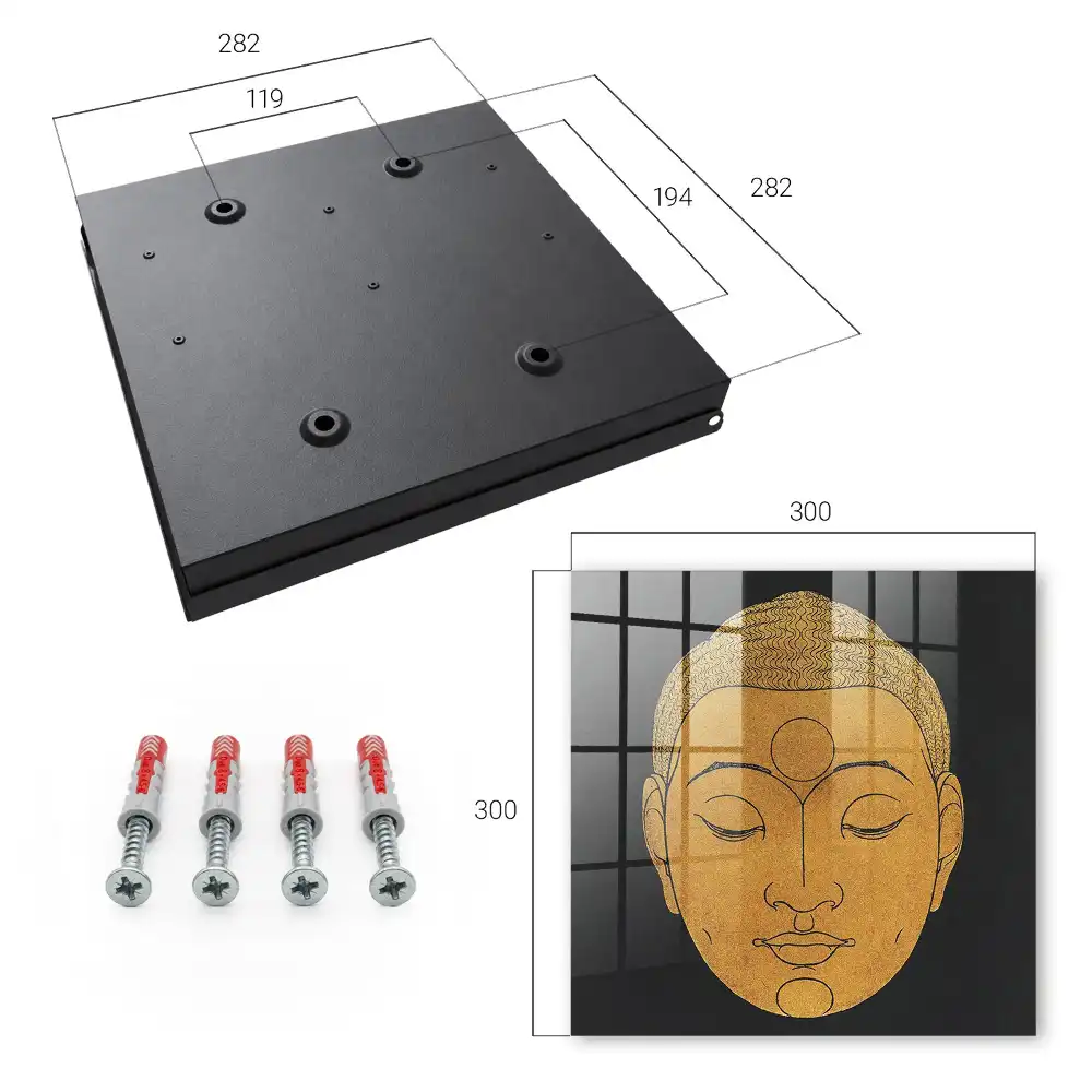 Minimalistický box na klíče s meditačním motivem v teplých barvách