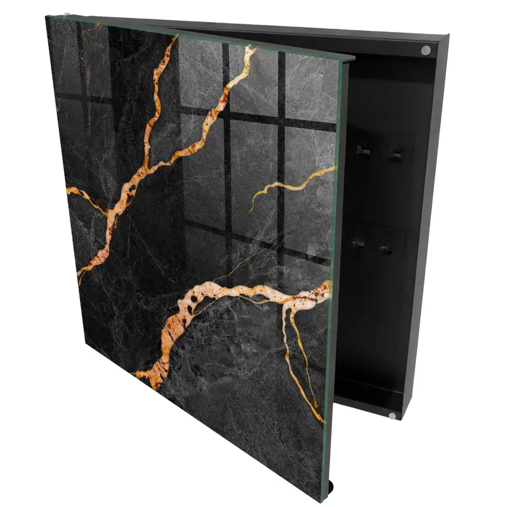Elegantní box na klíče v designu kamene s oranžovými žilkami