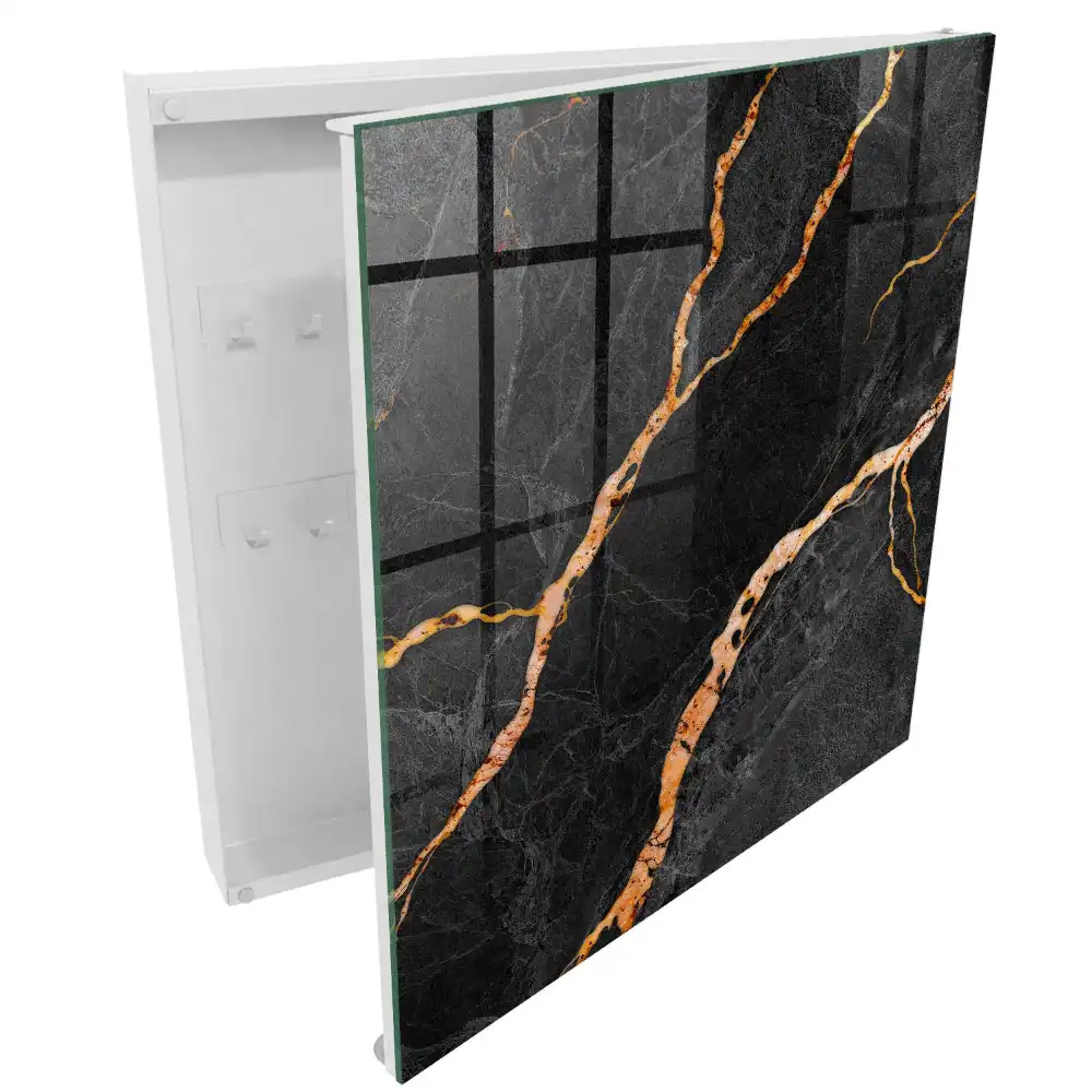 Elegantní box na klíče v designu kamene s oranžovými žilkami