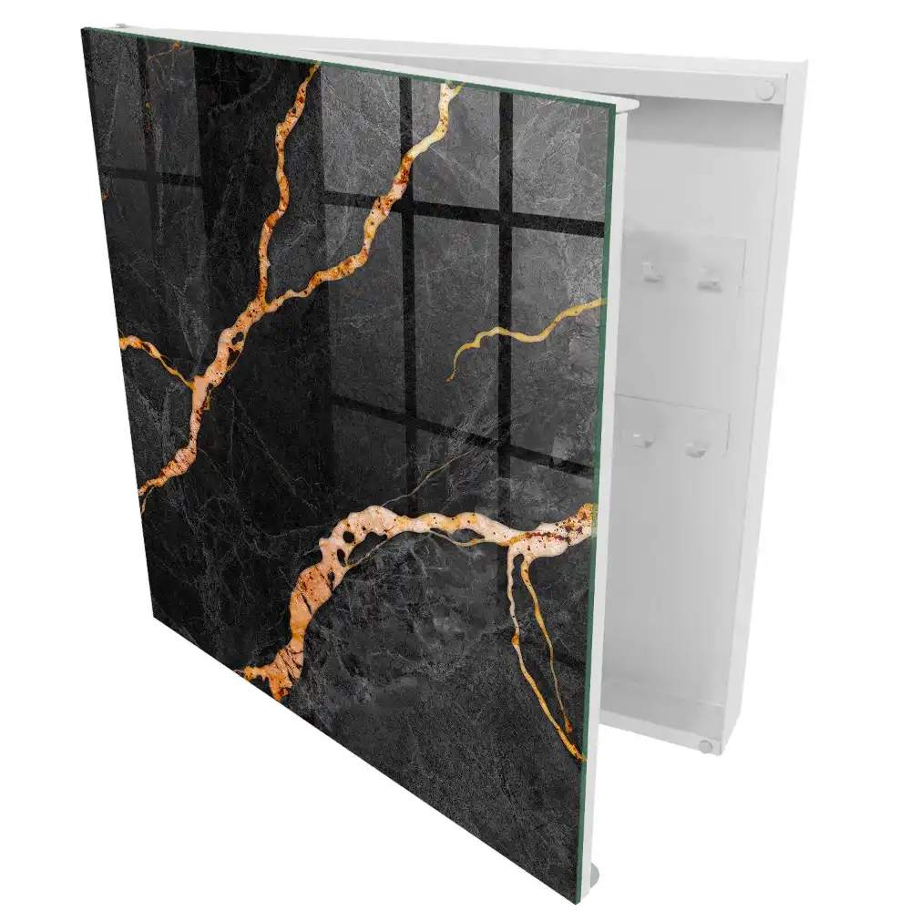 Elegantní box na klíče v designu kamene s oranžovými žilkami