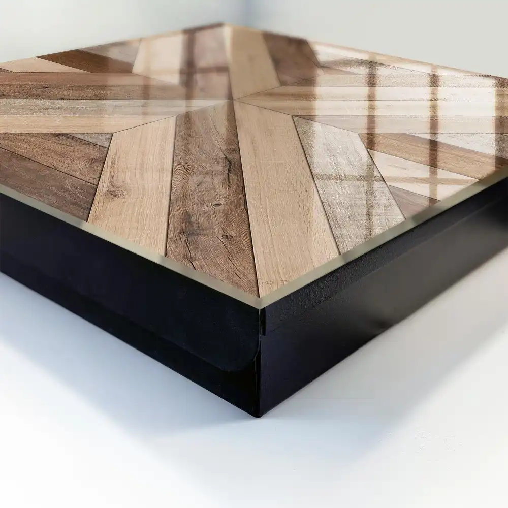 Dřevěný box na klíče s geometrickým motivem přírody