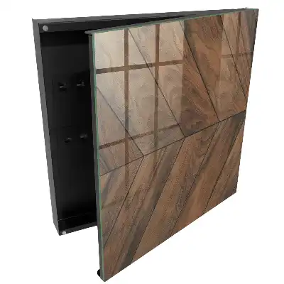 Dřevěná skříňka na klíče v elegantním designu rybí kosti