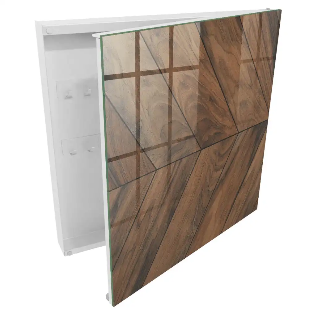 Dřevěná skříňka na klíče v elegantním designu rybí kosti