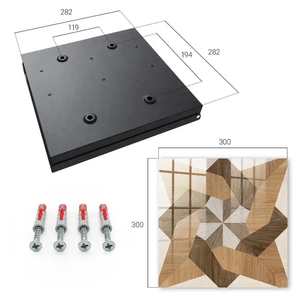 Geometrická dřevěná skříňka na klíče na zeď v teplých tónech