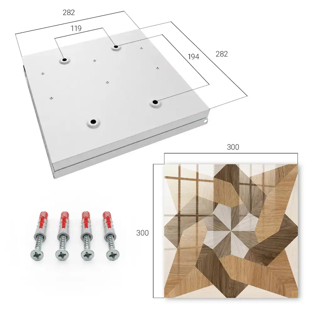 Geometrická dřevěná skříňka na klíče na zeď v teplých tónech