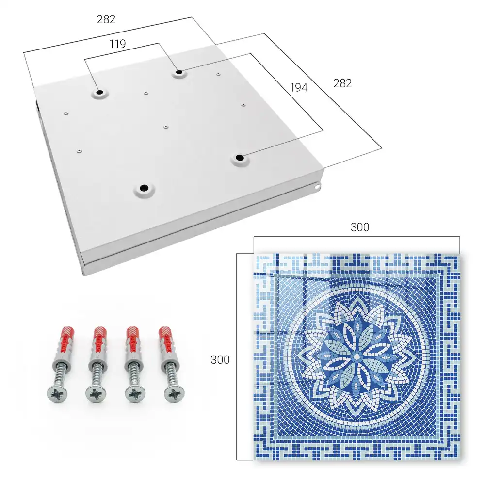 Box na klíče s geometrickou mozaikou a květinovým vzorem