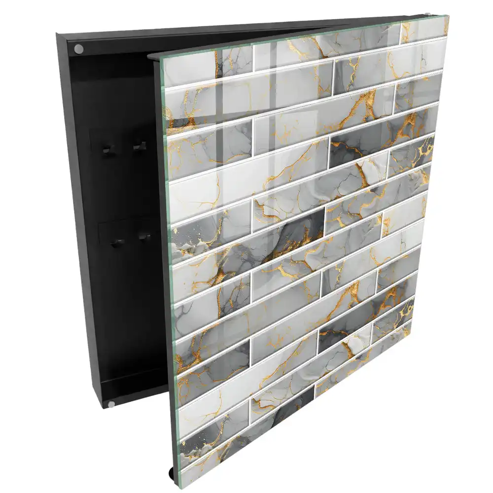Elegantní box na klíče s mramorovým designem v šedých odstínech