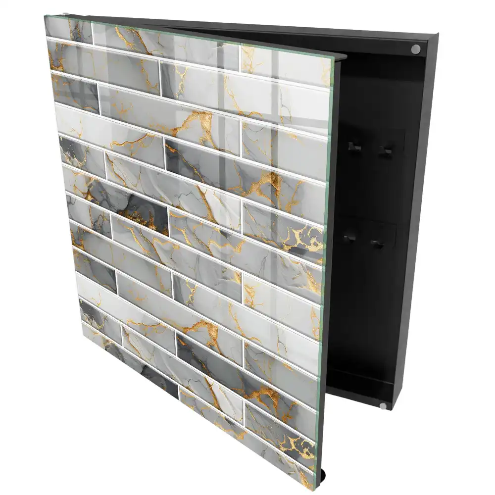 Elegantní box na klíče s mramorovým designem v šedých odstínech