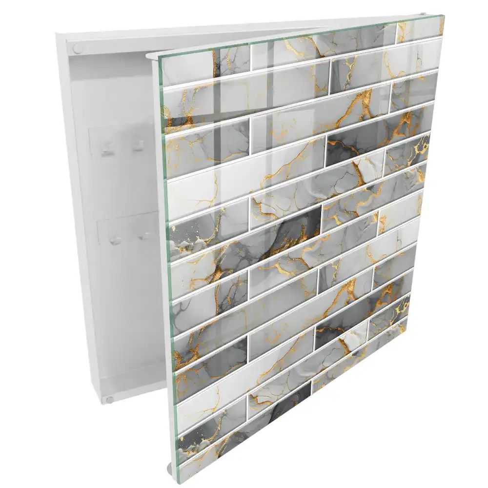 Elegantní box na klíče s mramorovým designem v šedých odstínech