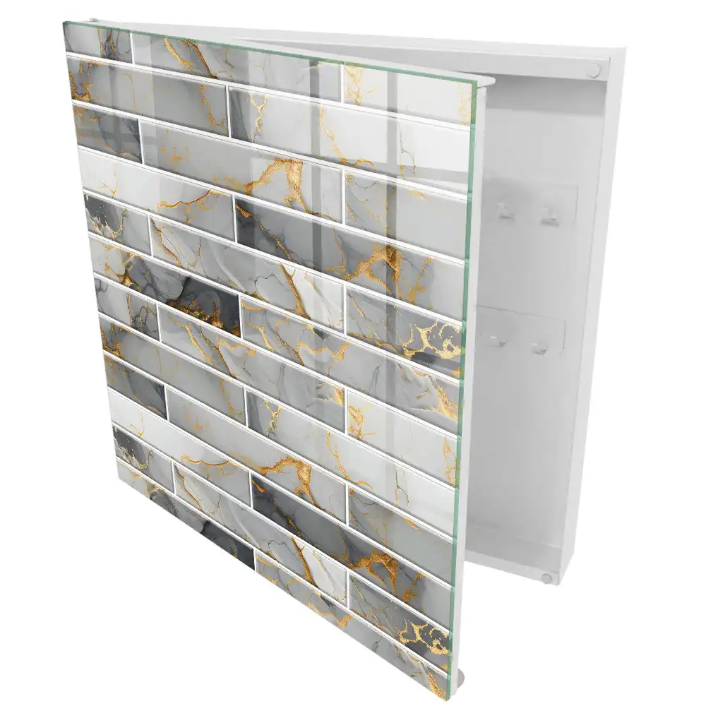 Elegantní box na klíče s mramorovým designem v šedých odstínech