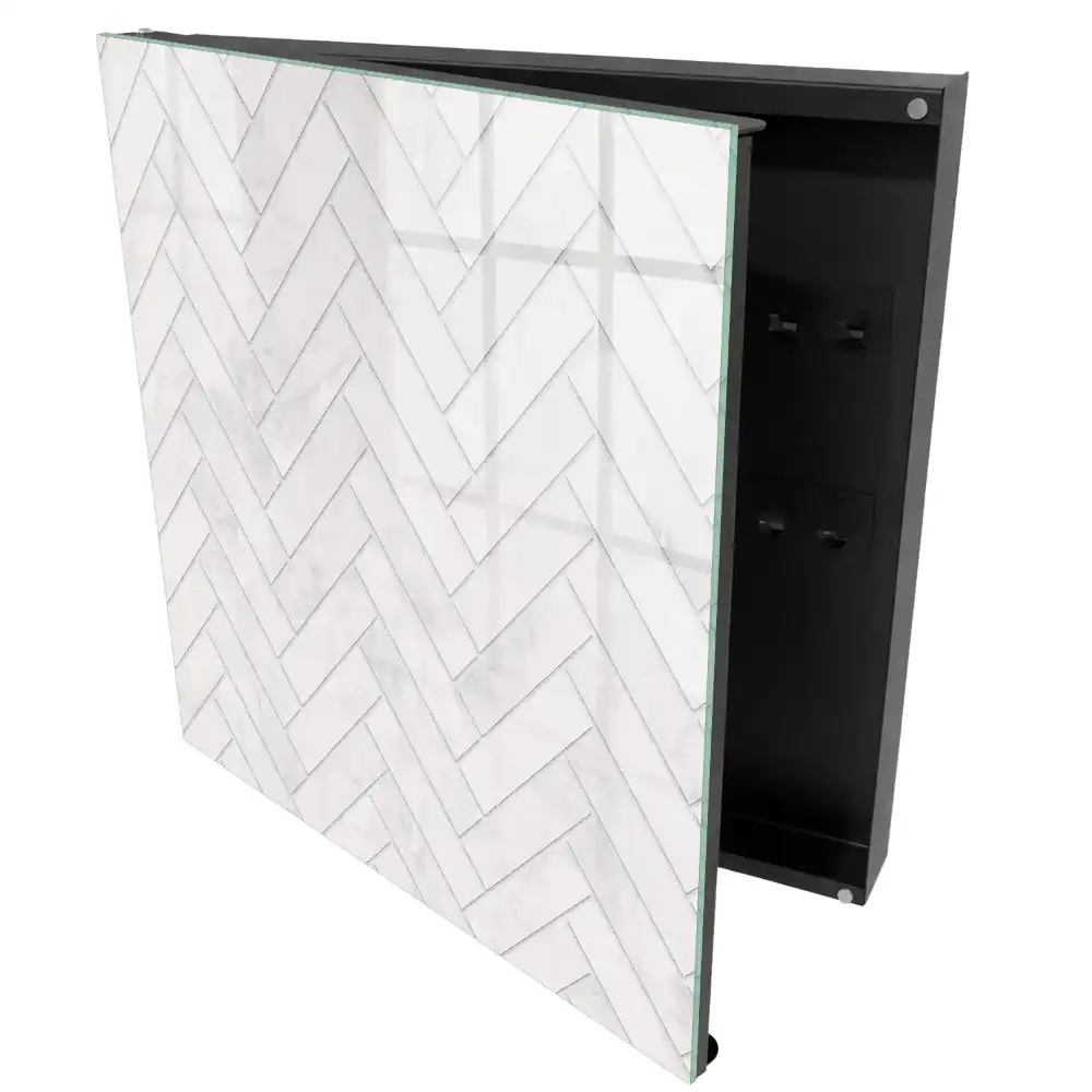Elegantní box na klíče se vzorem rybí kosti a mramorovým akcentem