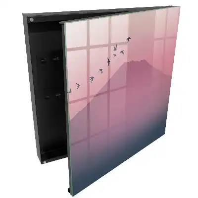 Box na klíče Mírná hora a ptáci na růžové obloze