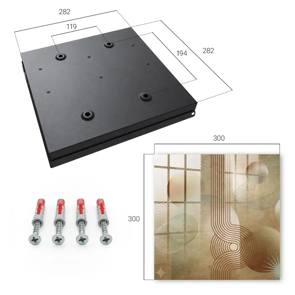 Nástěnná skříňka na klíče s geometrickým vzorem v zemitých tónech