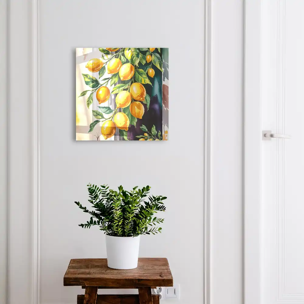 Nástěnná skříňka na klíče s motivem šťavnatých citronů a zelených listů