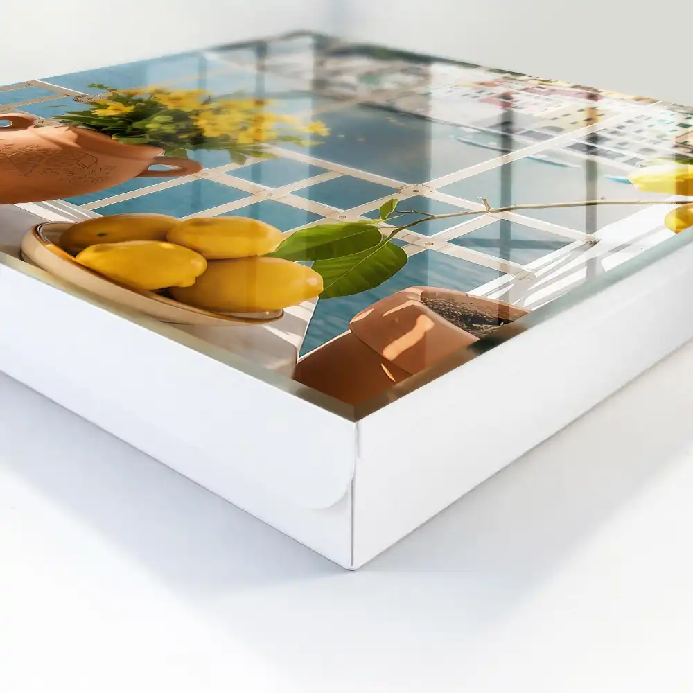 Box na klíče s motivem mořského výhledu, citronů a květin