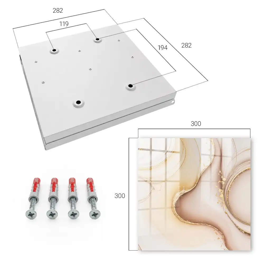 Nástěnná schránka na klíče s abstraktními křivkami v béžové, hnědé a šedé barvě