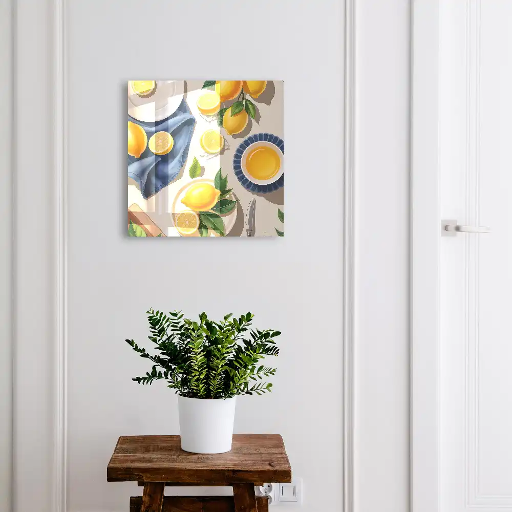 Nástěnná skříňka na klíče s motivem šťavnatých citronů na porcelánu