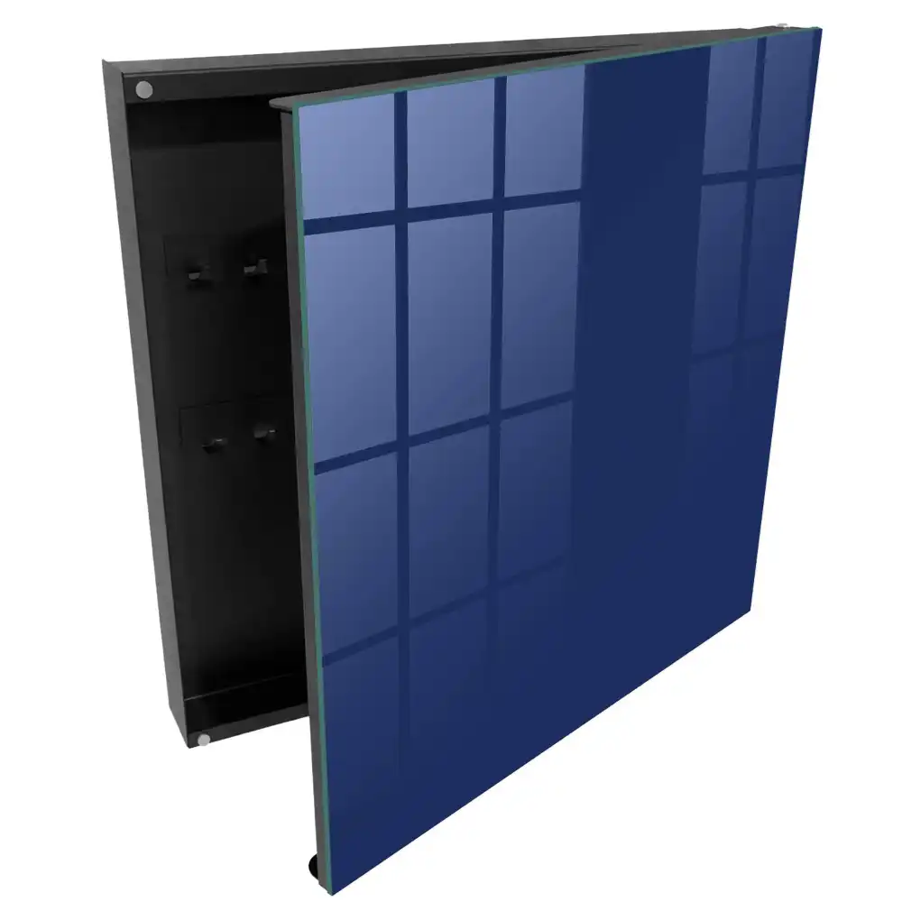 Tmavě modrá nástěnná skříňka na klíče v minimalistickém stylu