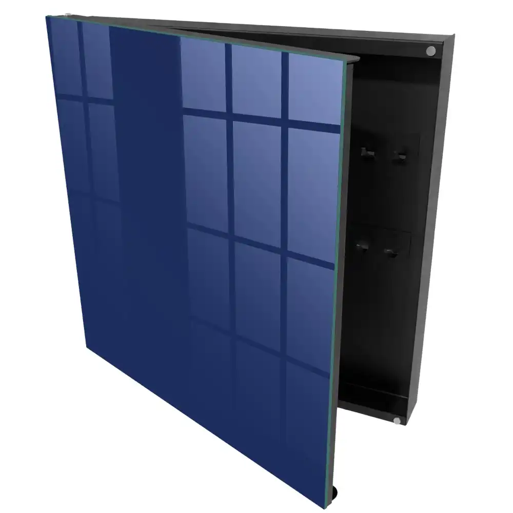 Tmavě modrá nástěnná skříňka na klíče v minimalistickém stylu