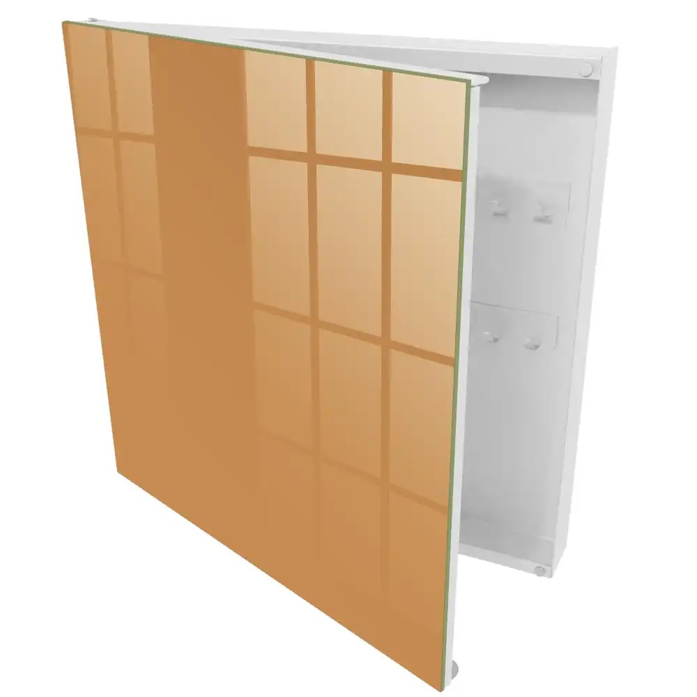 Nástěnná skříňka na klíče v oranžovém minimalistickém čtvercovém provedení