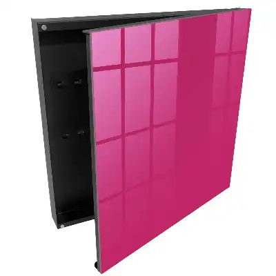 Nástěnná skříňka na klíče v minimalistickém stylu v tmavě fuchsiové barvě