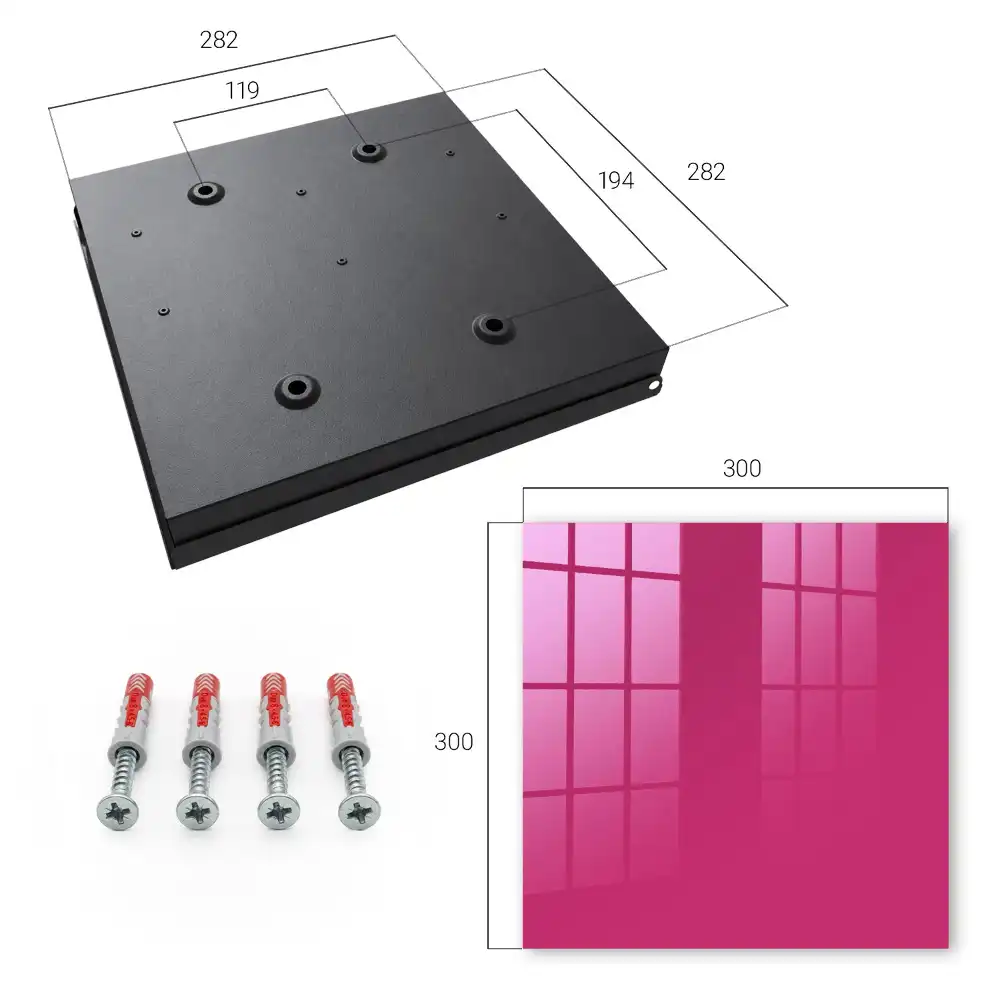 Nástěnná skříňka na klíče v minimalistickém stylu v tmavě fuchsiové barvě