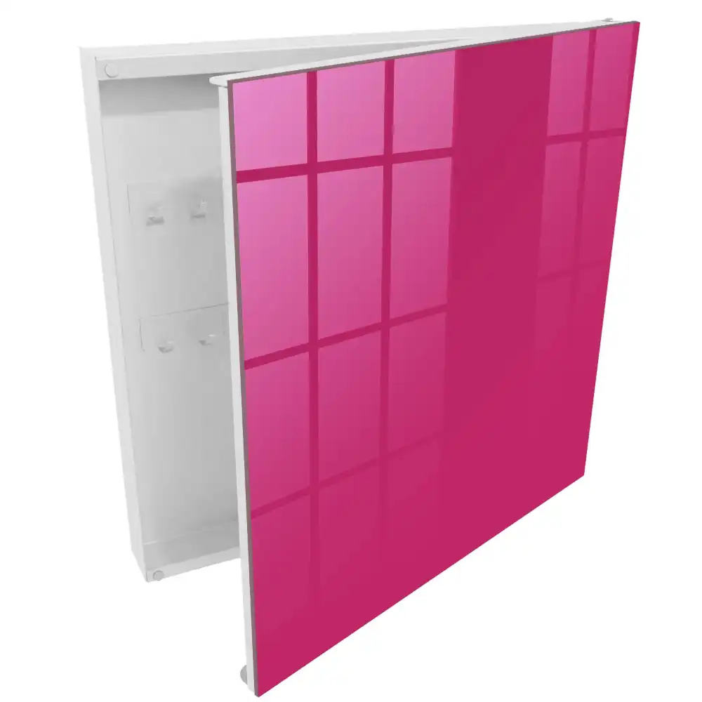 Nástěnná skříňka na klíče v minimalistickém stylu v tmavě fuchsiové barvě