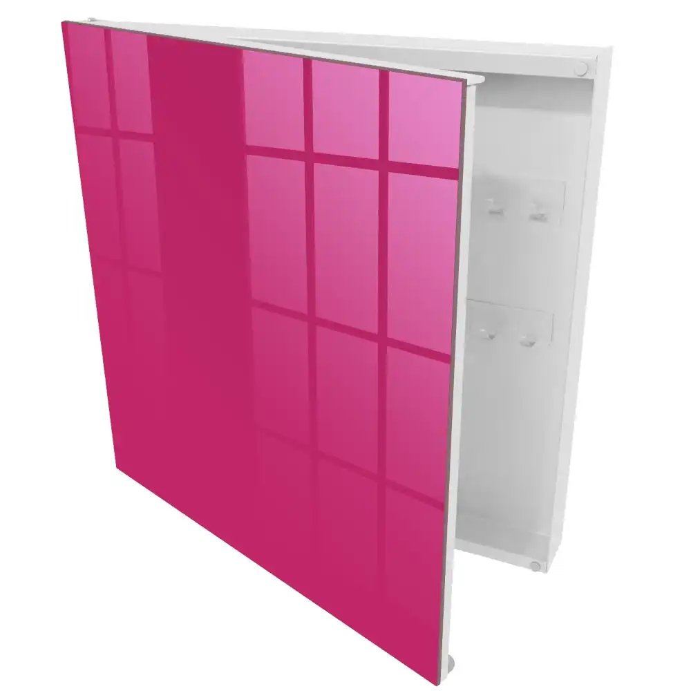Nástěnná skříňka na klíče v minimalistickém stylu v tmavě fuchsiové barvě