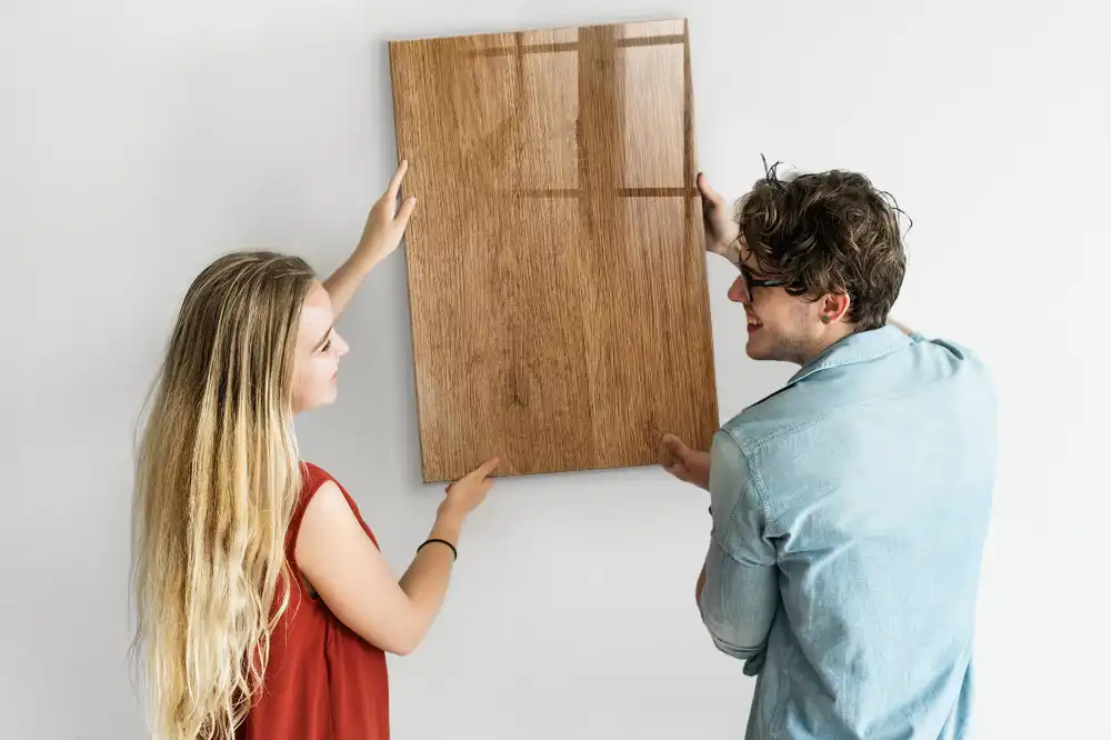 Magnetická popisovací tabule v dekoru světle hnědého dřeva