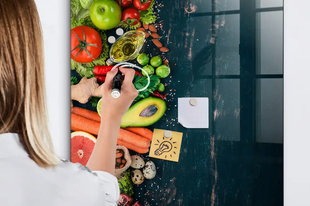 Magnetická popisovací tabule s motivem rostlinných potravin