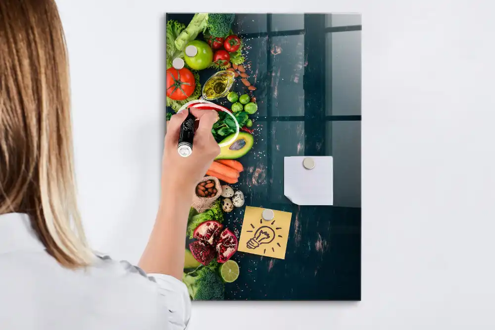 Magnetická popisovací tabule s motivem rostlinných potravin