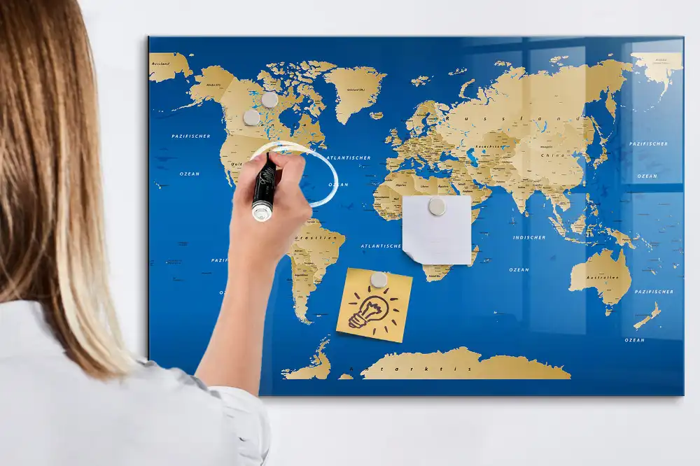 Magnetická psací tabule mapa světa