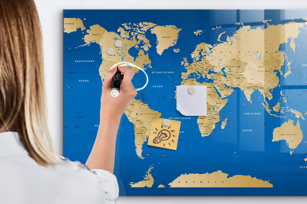 Magnetická psací tabule mapa světa