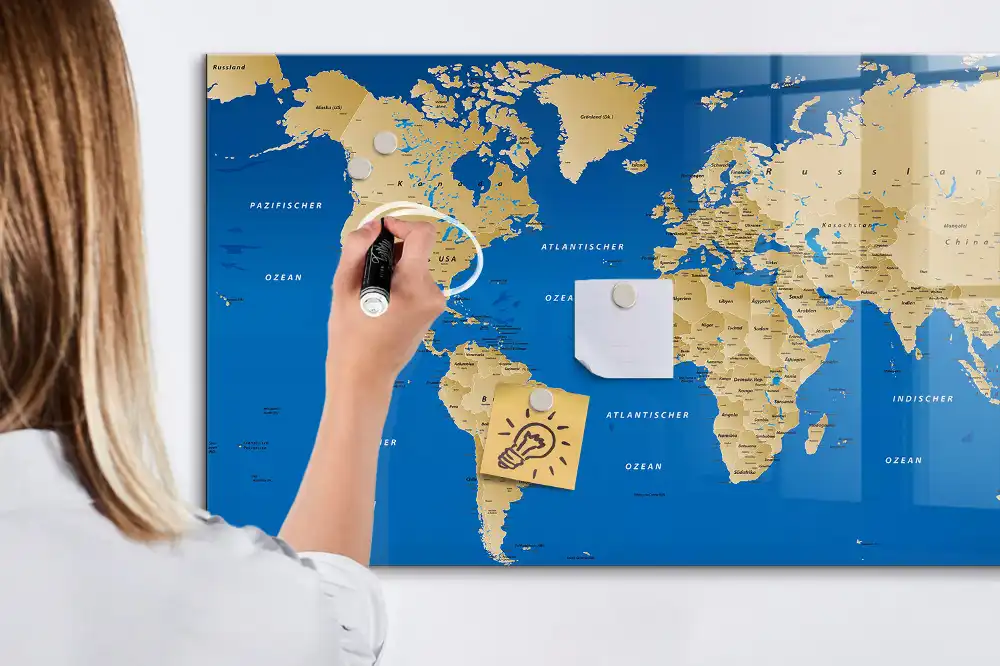 Magnetická psací tabule mapa světa