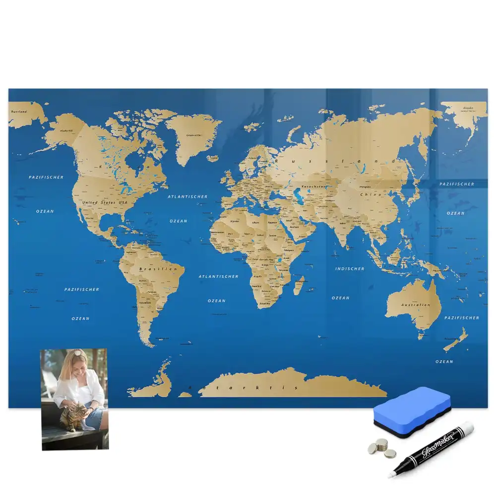 Magnetická psací tabule mapa světa