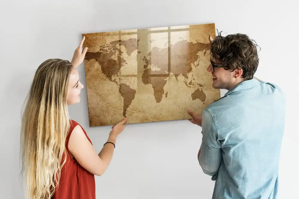 Magnetická kreslící tabule s motivem staré mapy světa