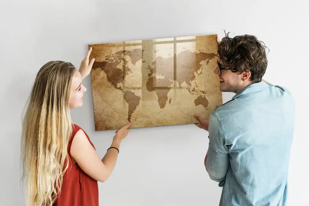 Magnetická kreslící tabule s motivem staré mapy světa