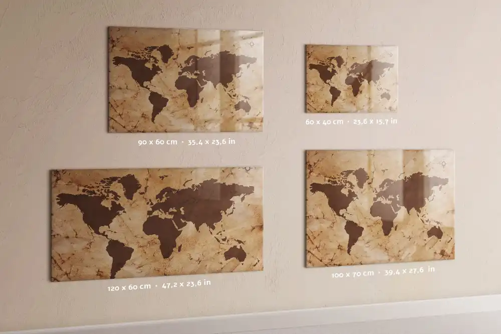 Magnetická psací tabule s motivem historické mapy světa