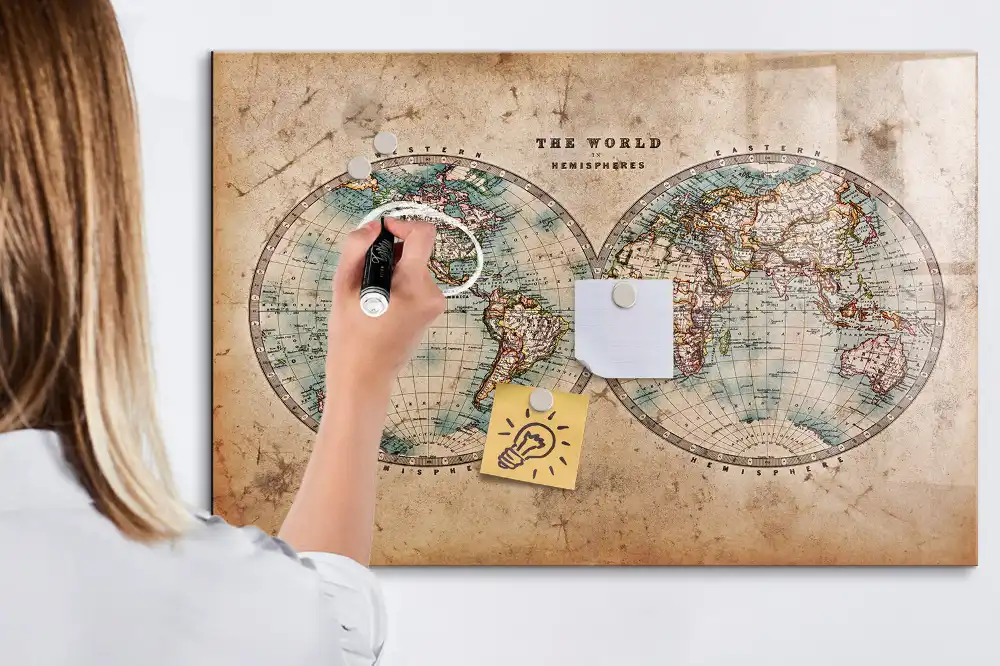 Magnetická kreslící tabule mapa zeměkoule