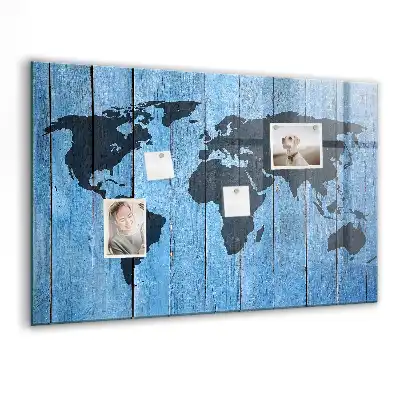 Magnetická psací tabule mapa světa na dřevě
