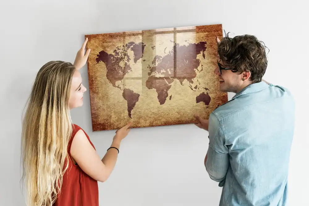 Magnetická kreslící tabule s motivem mapy světa