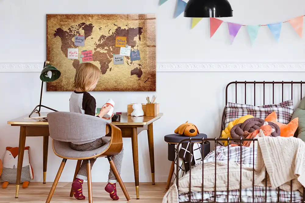 Magnetická kreslící tabule s motivem mapy světa