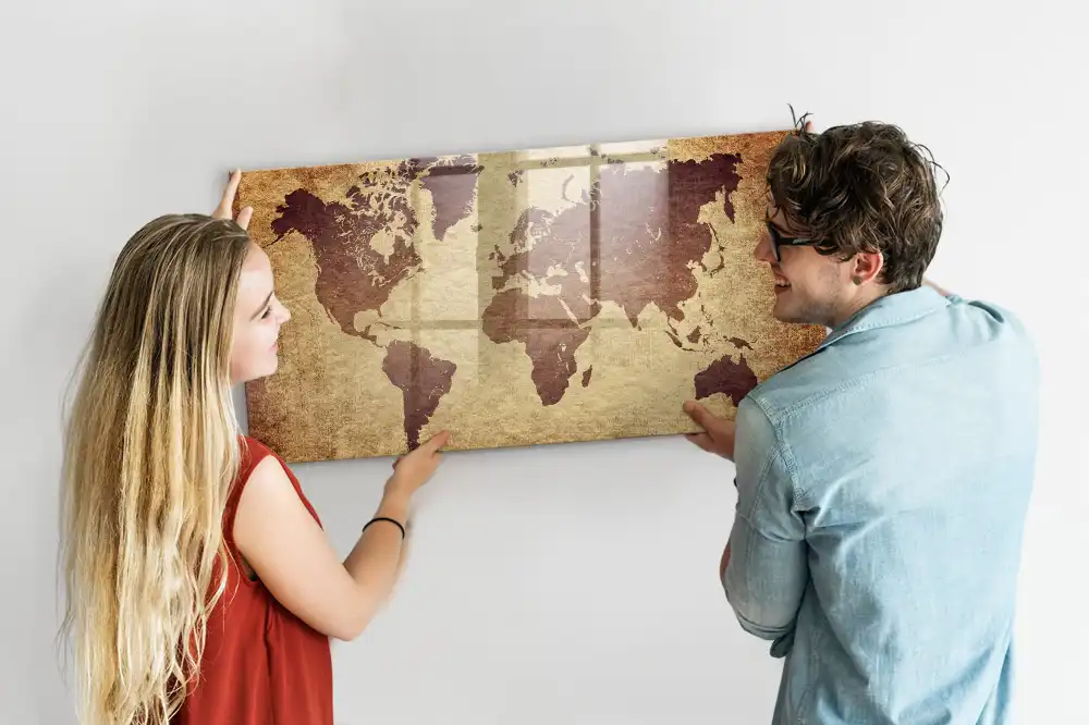 Magnetická kreslící tabule s motivem mapy světa