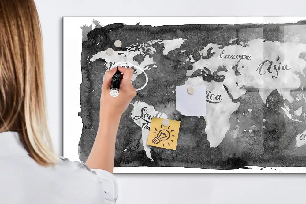 Magnetická psací tabule mapa světa