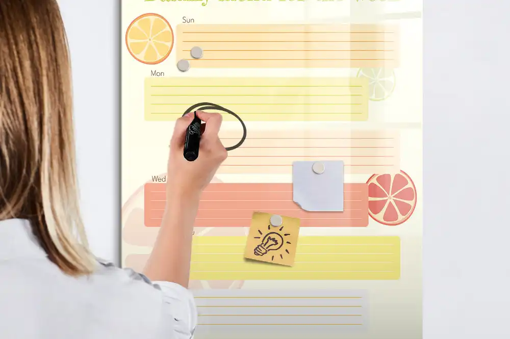 Magnetická popisovací tabule na plánování menu