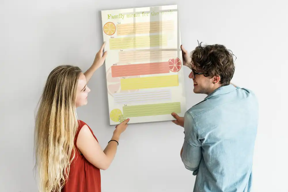 Magnetická popisovací tabule na plánování menu