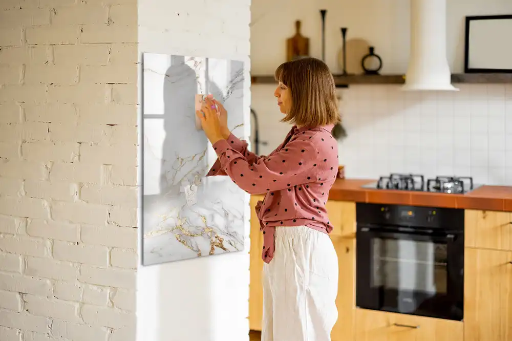 Dekorativní magnetická psací tabule v designu mramoru